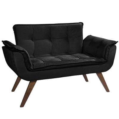 Poltrona Namoradeira Orion 2 Lugares Base Palito Preto