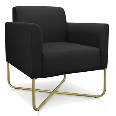 Poltrona Marisa Suede Base X Industrial Dourada Preto