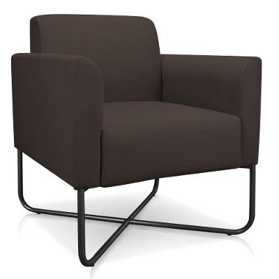 Poltrona Marisa Suede Base X Industrial Preta D´rossi Marrom