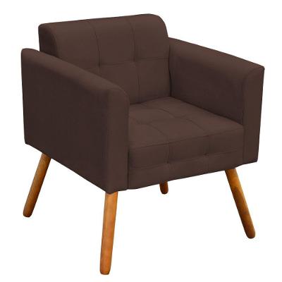 Poltrona Elisa Suede Marrom Pés Palito Castanho D´rossi