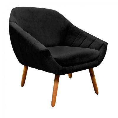 Poltrona Giovana Suede Pés Palito Castanho Drossi preto