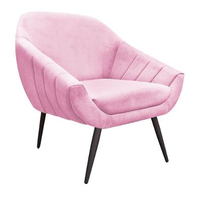 Poltrona Giovana Suede Pés Palito Ferro Drossi rosa Bebê