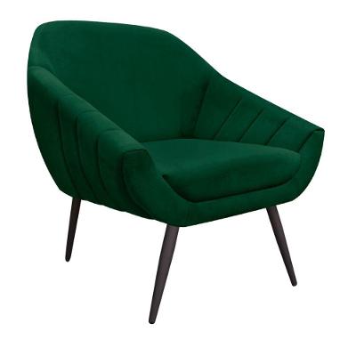 Poltrona Giovana Suede Pés Palito Ferro Drossi Verde