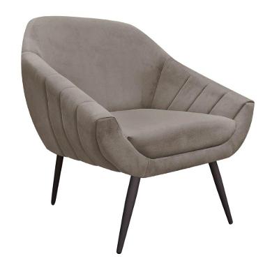 Poltrona Giovana Suede Pés Palito Ferro Drossi Marrom Rato