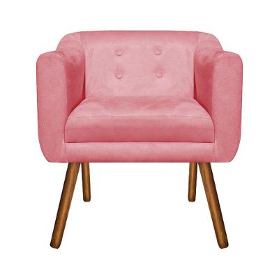 Poltrona Decorativa Julia Suede Rose Pés Palito D´rossi