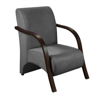 Poltrona 1 Lugar Sevilha Braço Pé Madeira Suede Grafite