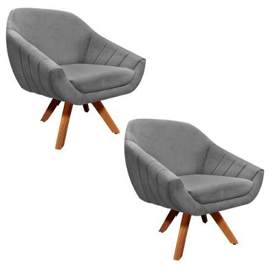 Kit 02 Poltronas Giratórias Giovana Base Madeira D´rossi