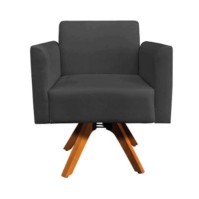 Poltrona Marisa Suede Preto Base Madeira
