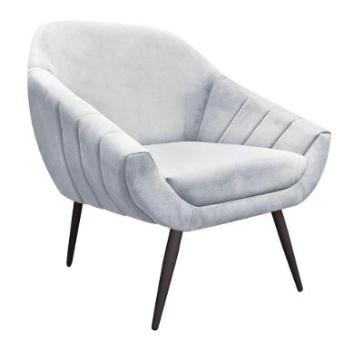 Poltrona Giovana Suede Pés Palito Ferro Drossi Cinza