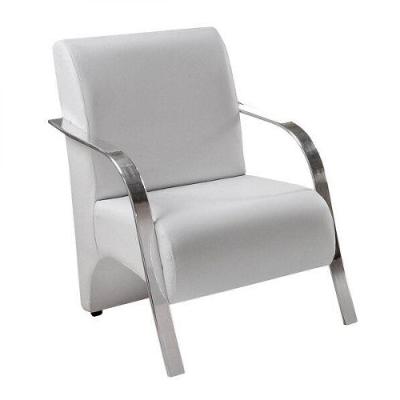 Poltrona Decorativa 1 Lugar Sevilha Braço Pé Alumínio Branco