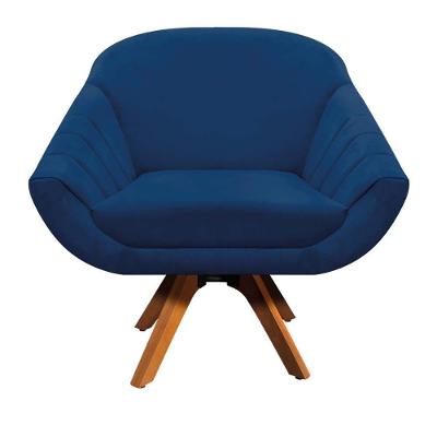 Poltrona Giratória Giovana Suede Marinho Madeira D´rossi