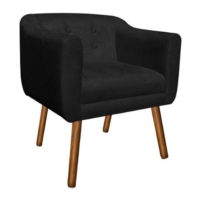 Poltrona Decorativa Julia Suede Preto Pés Palito D´rossi