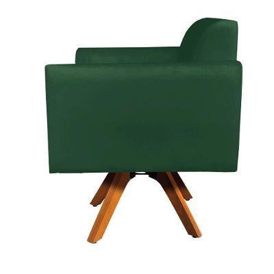 Poltrona Marisa Suede Verde Base Madeira