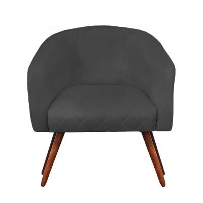 Poltrona Bianca Com Tressê Suede Pés Palito Castanho - D'rossi Cor Grafite