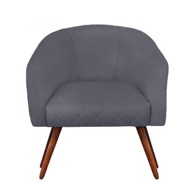 Poltrona Bianca Com Tressê Suede Pés Palito Castanho - D'rossi Cor Cinza