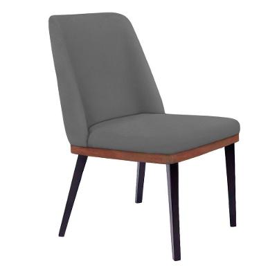 Cadeira De Jantar Bahia Suede Pés Chanfrado Tabaco - D'rossi Cor Cinza