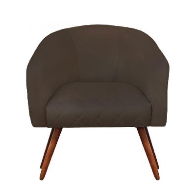 Poltrona Bianca Com Tressê Suede Pés Palito Castanho - D'rossi Cor Marrom