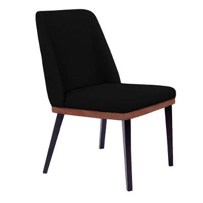 Cadeira De Jantar Bahia Suede Pés Chanfrado Tabaco - D'rossi Cor Preto