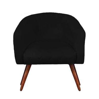 Poltrona Bianca Com Tressê Suede Pés Palito Castanho - D'rossi Cor Preto