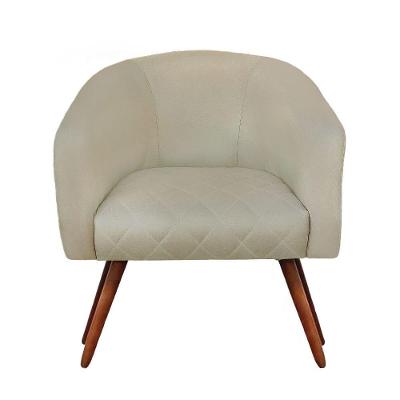 Poltrona Bianca Com Tressê Suede Pés Palito Castanho - D'rossi Cor Bege