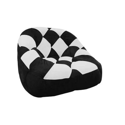 Poltrona Redonda Tipo Puff Dama Suede Preto E Branco - D'rossi