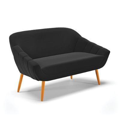 Namoradeira 02 Lugares Giovana Suede Pés Palito Castanho - D'rossi Preto
