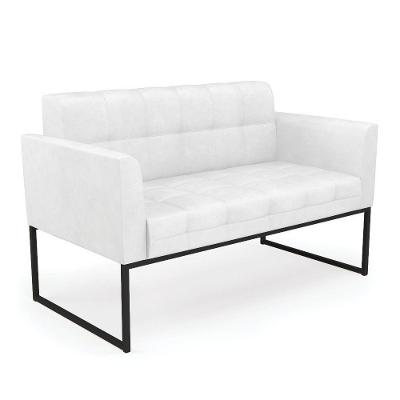 Sofá Namoradeira Elisa Corano Base Metálica Industrial Preto - D'rossi Branco