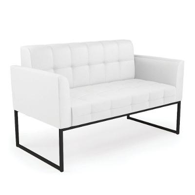 Sofá Namoradeira Elisa Corino Branco Base Metálica Industrial Preto - D'rossi