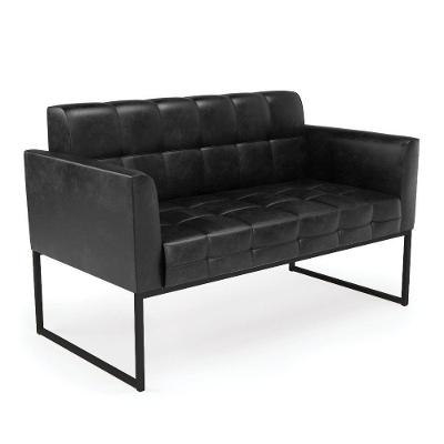 Sofá Namoradeira Elisa Corano Base Metálica Industrial Preto - D'rossi Preto