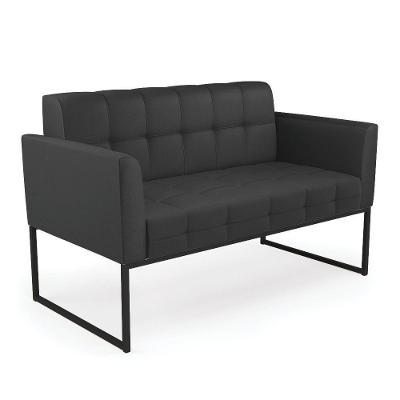Sofá Namoradeira Elisa Corino Preto Base Metálica Industrial Preto - D'rossi