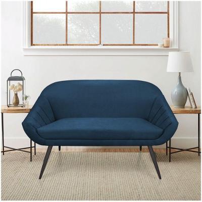 Namoradeira Giovana 02 Lugares Suede de Ferro Azul Marinho