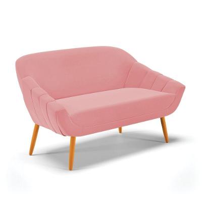 Namoradeira 02 Lugares Giovana Suede Pés Palito Castanho - D'rossi Rose