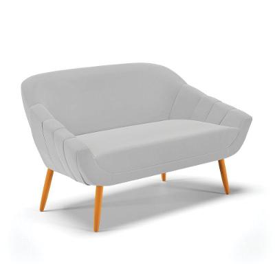 Namoradeira 02 Lugares Giovana Suede Pés Palito Castanho - D'rossi Cinza