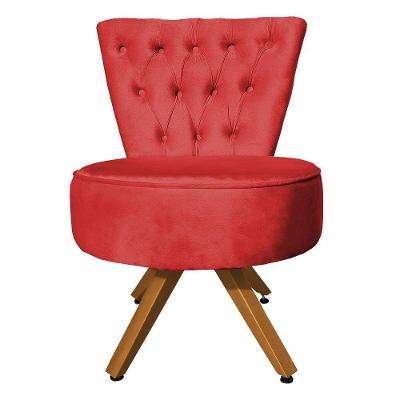 Kit Maca Reta Capitonê 0,70m Sophia Com Mocho Base Madeira E Escada Veludo - Pallazio Vermelho