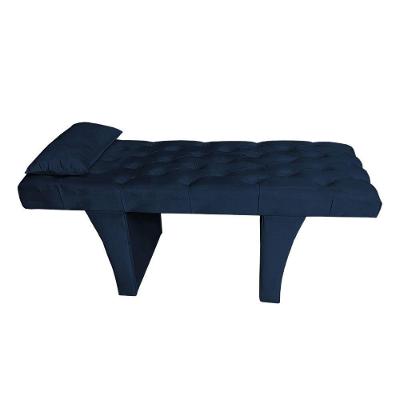 Kit Maca Reta Capitonê 0,70m Sophia Com Mocho Base Madeira E Escada Veludo - Pallazio Azul Marinho