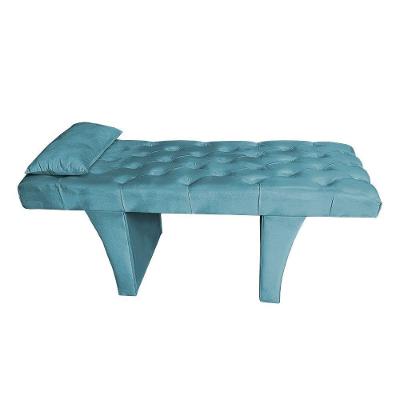 Kit Maca Reta Capitonê 0,70m Sophia Com Mocho Base Madeira E Escada Veludo - Pallazio Azul Turquesa