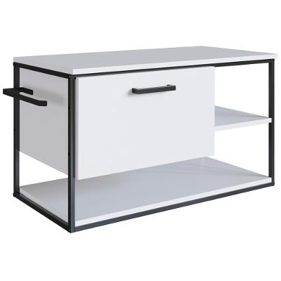 Gabinete Suspenso Para Cuba Banheiro 1 Pt Basc P1007 Preto Branco Pp Preto Branco