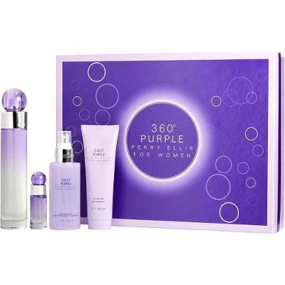 Cx De Presente Feminino Perry Ellis 360 Purple Perry Ellis Eau De Parfum 100 Ml + Body Mist 120 Ml + Gel De Banho 90 Ml + Eau De Parfum 07 Ml