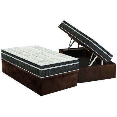 Cama Box Baú Solteiro: Colchão Molas Bonnel Orthoflex Venezia + Base CRC Suede Brown(88x188)