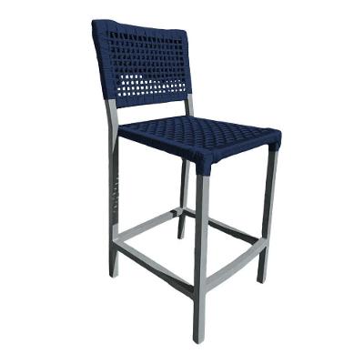 Banqueta França Em Corda Náutica E Base Em Alumínio Cinza Para área Gourmet Azul Marinho - Cor: Azul