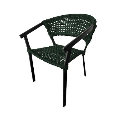 Cadeira Sofia Corda Náutica Base Em Alumínio Preto-verde Musgo - Cor: Verde