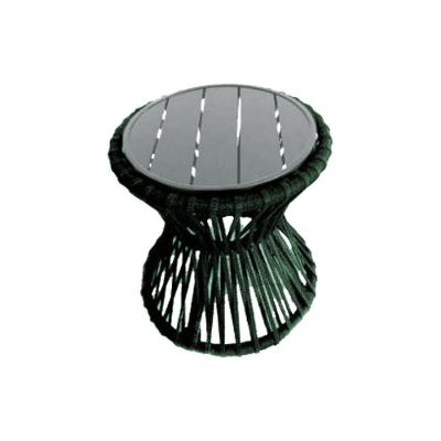 Mesa De Centro Sol Em Corda Náutica E Base Em Alumínio Cinza 50cm Verde Musgo - Cor: Verde