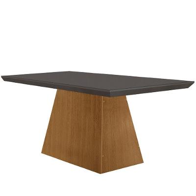 Mesa Para Sala De Jantar Aida 120cm Em Mdf E Vidro Grafite/ Imbuia/ Serig. Grafite