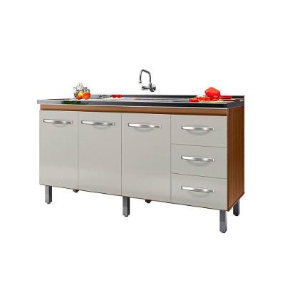 Balcão Para Pia De Cozinha Emily Com 3 Portas E 3 Gavetas Cor Off White Moblis