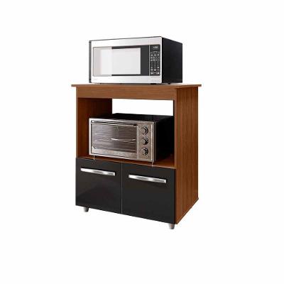 Balcão Multiuso Angela Para Cozinha Cor Savana Preto 2 Portas Moblis