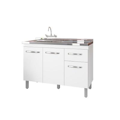 Balcão Para Pia De Cozinha Anita Com 2 Portas E 2 Gavetas Cor Branco Moblis
