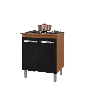 Balcão Para Cooktop Jade 2 Portas Cor Savana Preto Moblis