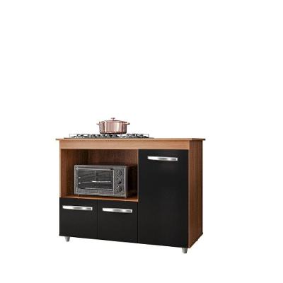 Balcão Para Cooktop Ana 3 Portas Cor Savana Preto Moblis