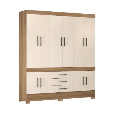 Guarda-roupas Casal 10 Portas 3 Gavetas Cr35191 Amêndola-off White
