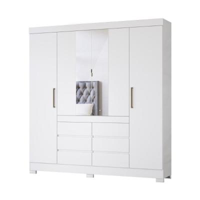 Guarda-roupas Casal 4 Portas 6 Gavetas e Espelhos Cr35192 Branco